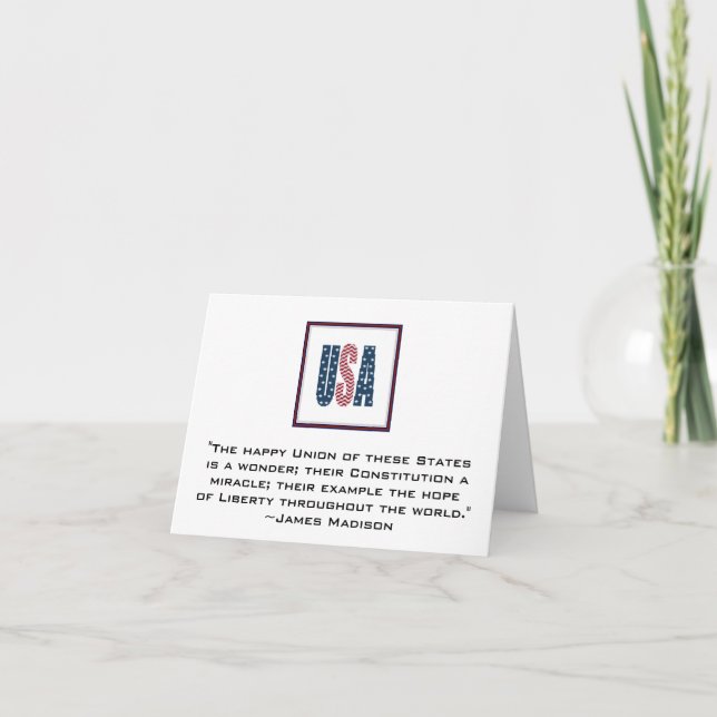 Cartão James Madison Patriotic Quote Notecard. (Frente)