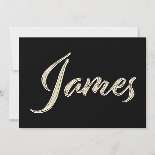 Cartão James Name white gold Handwriting Karte (Frente)