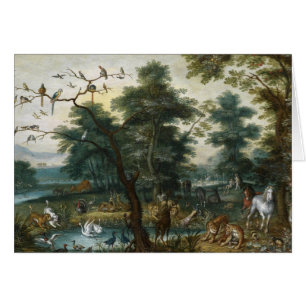 Cartão Jan Brueghel o mais novo - paisagem do paraíso