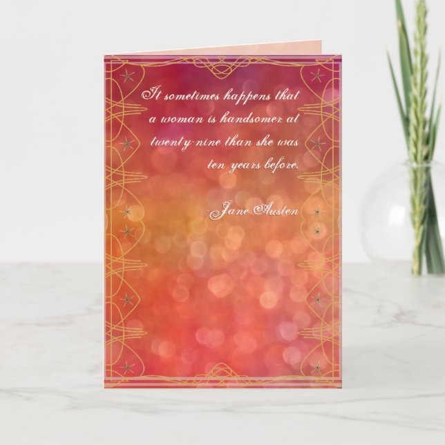 Cartão Jane Austen Quote Birthday Card CUSTOMIZED (Frente)