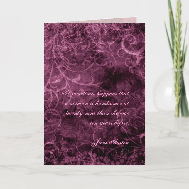 Cartão Jane Austen Quote Birthday Card CUSTOMIZED (Frente)