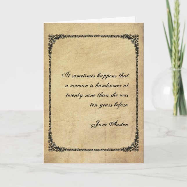 Cartão Jane Austen Quote Birthday Card CUSTOMIZED (Frente)