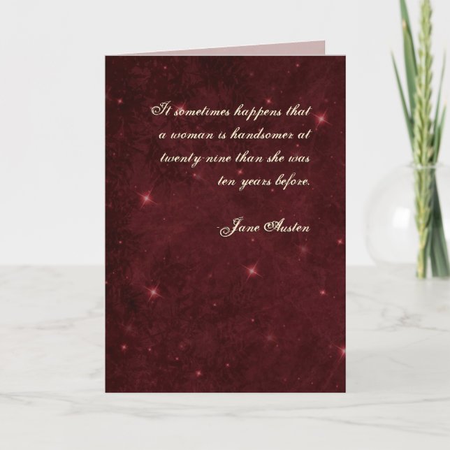 Cartão Jane Austen Quote Birthday Card CUSTOMIZED (Frente)