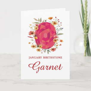 Cartão Janeiro Birthstone Garnet Birthday