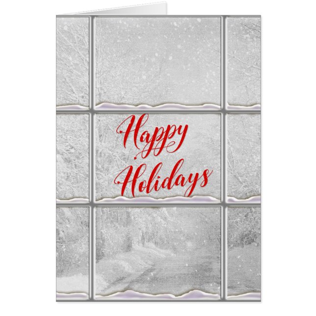 Cartão Janela de inverno Feliz Feriados (Frente)