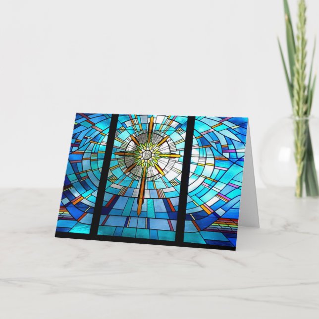 Cartão janela de vidro colorido, cruz (Frente)