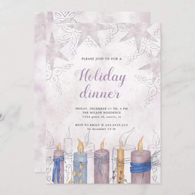 Cartão Janto de férias festivas do Pastor de Aquarelas (Frente/Verso)