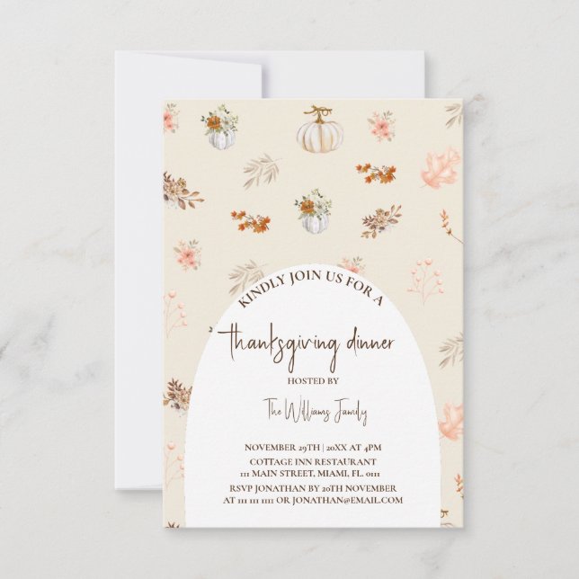 Cartão Janto floral de ação de graças (Frente)