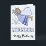 Cartão January Birthday Angel<br><div class="desc">Sweet little Month Angel Birthday cards are easily customized with your own words. Cute Birthday Cards for Kids.</div>