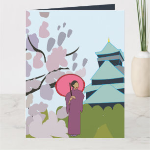 Cartão Japan Flor de Cerejeira Geisha Kimono 