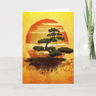 Cartão Japanese Bonsai Tree Sunset