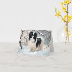 Cartão Japanese Chin Deixe Nevar Natal