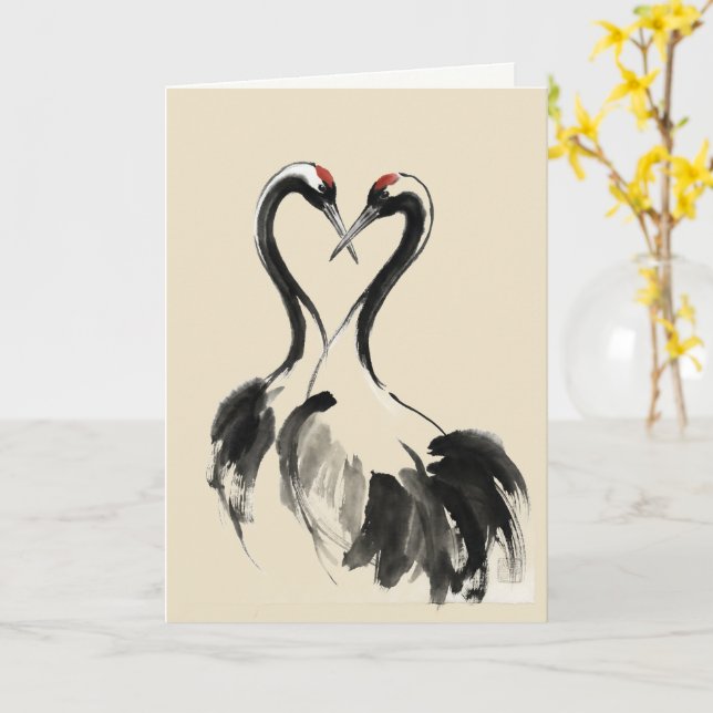 Cartão Japanese Crane Ink Wash Fine Art Card (Flor Amarela)