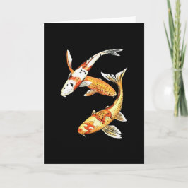 Cartão Japanese Koi Goldfish on Black