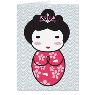 Cartão Japanese Kokeshi Doll