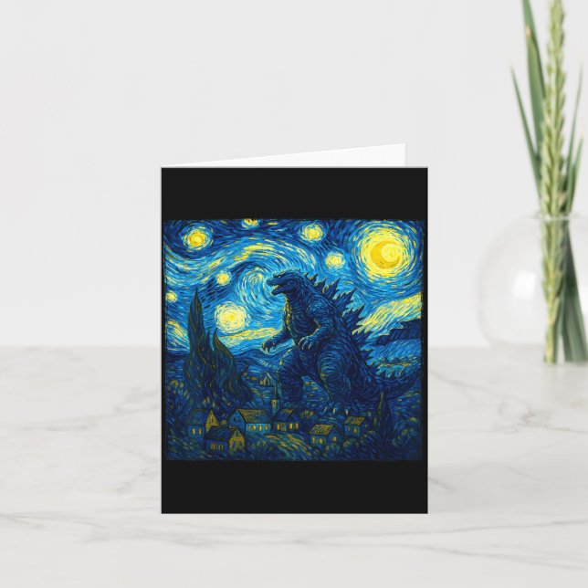 Cartão Japanese Monster Kaiju Van Gogh Starry Night  (Frente)