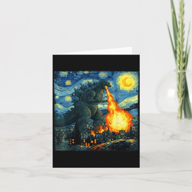 Cartão Japanese Monster Kaiju Van Gogh Starry Night  (Frente)