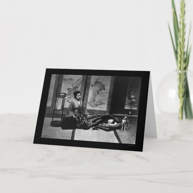 Cartão Japanese Mother with Her Sleeping Baby 1909 (Frente)