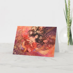 Cartão Japanese Noh Mask Fantasy Art Greeting Card