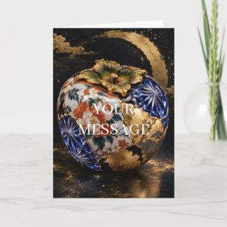 Cartão Japanese Persimmon Gold Art Personalized Card