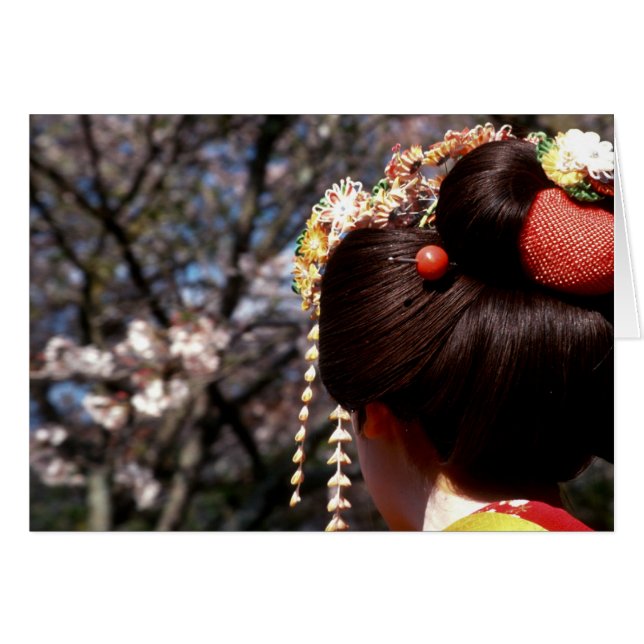 Cartão Japão, Quioto. Vista traseira de geisha (Frente Horizontal)