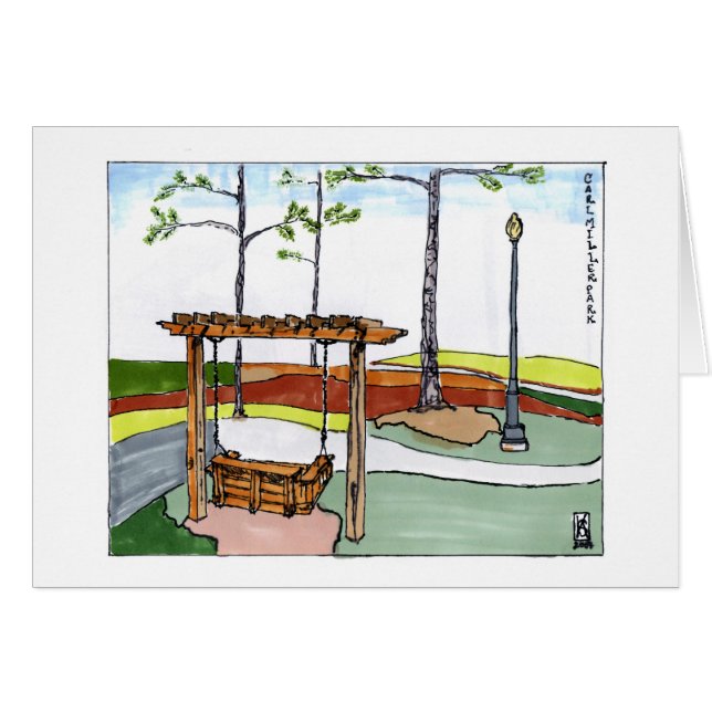 Cartão japonaiserie - parc do au do balançoire (Frente horizontal)