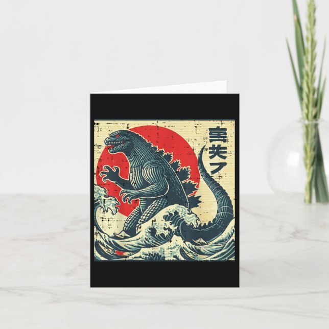 Cartão Japonês Kaiju Monster Waves Retro Ukiyo Art Women (Frente)