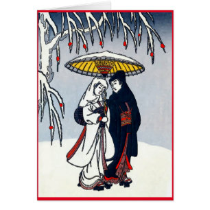 Cartão Japonesas na neve