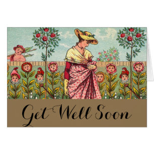 Cartão Jardim Cresce Árvore Flor Antiquada