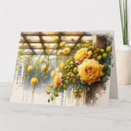 Cartão Jardim das Aquarelas de Rosas Amarelas
