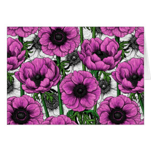 Cartão Jardim de anêmona rosa