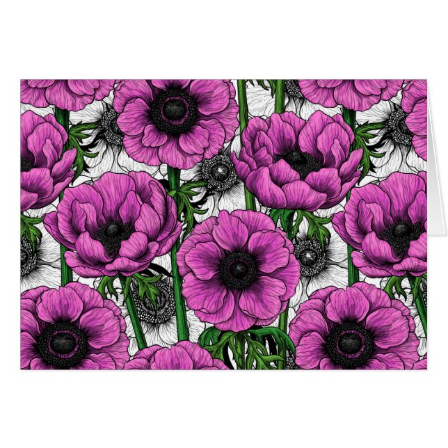 Cartão Jardim de anêmona rosa (Frente Horizontal)