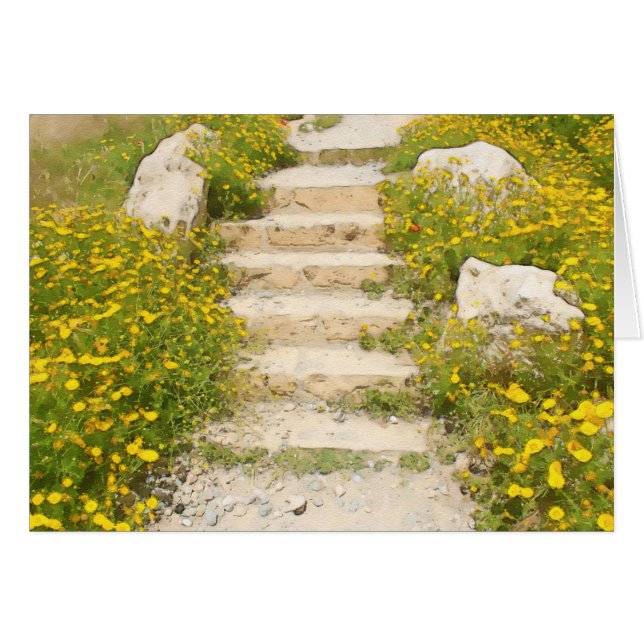 Cartão Jardim de aquarela (Frente Horizontal)