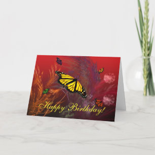 Cartão Jardim de Borboleta - Feliz Aniversário!