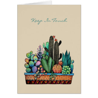 Cartão Jardim de Cactus Caqueteira Bonita Em Belo Pote