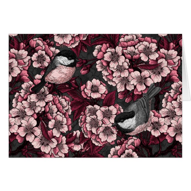 Cartão Jardim de cereja noturno (Frente Horizontal)