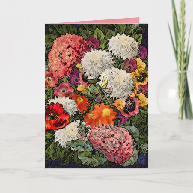 Cartão Jardim de Dragonfly (Cartão de Aniversário) (Frente)