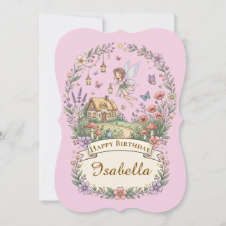 Cartão Jardim de Fadas Caprichoso Aniversário Personaliza