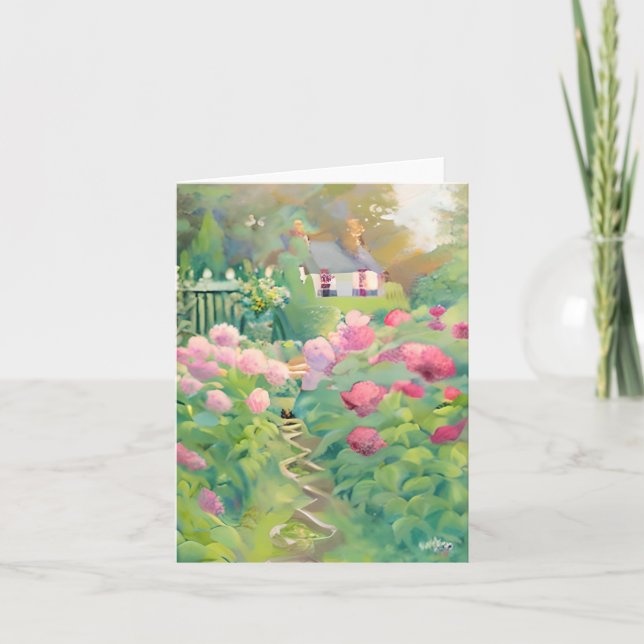 Cartão Jardim de flores de aquarela personalizável (Frente)