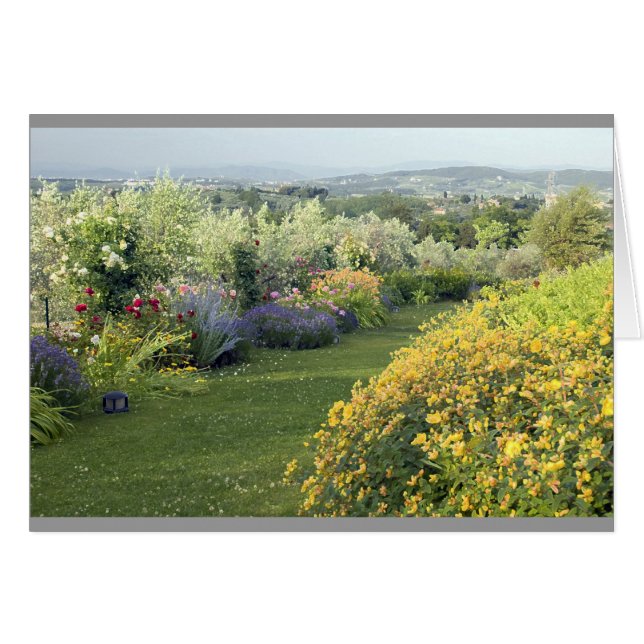 Cartão Jardim de flores do Tuscan (Frente Horizontal)