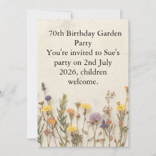 Cartão Jardim de Flores Silvestres de Aniversário de 70 a