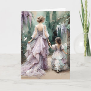 Cartão Jardim de glicínias no Dia das Mães em aquarela
