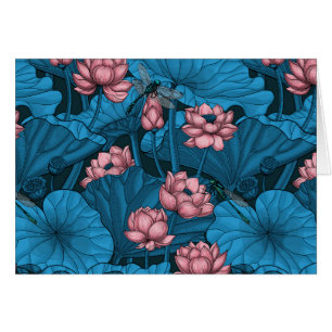 Cartão Jardim de lótus noturno