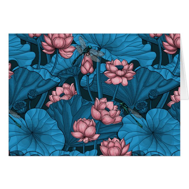 Cartão Jardim de lótus noturno (Frente Horizontal)