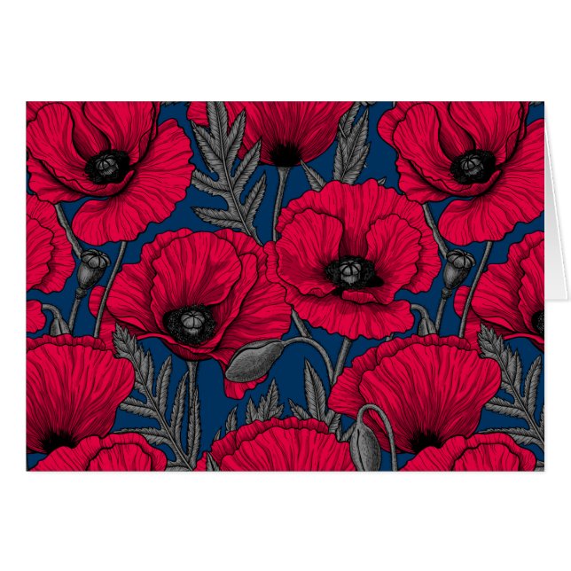 Cartão Jardim de papoila noturno (Frente Horizontal)