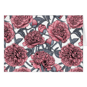 Cartão Jardim de peônias rosa