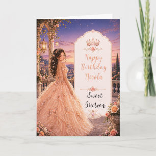 Cartão Jardim de Princesa Blush Peach Sweet 16