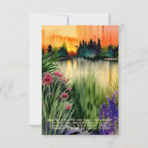 Cartão Jardim do pôr do sol em aquarela lagoa personalizá