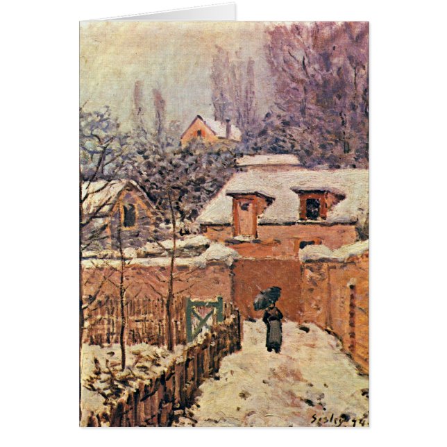 Cartão Jardim em Louveciennes, inverno por Alfred Sisley (Frente)