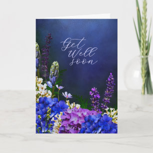Cartão Jardim Floral Azul e Roxo para Melhoras